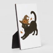 Streckende schwarze Katze – Witchy Herbst-Klassike Fotoplatte (Seite)
