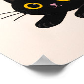 Streckendes schwarzes Katzenkunstwerk – Minimalist Poster (Ecke)