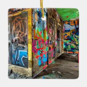 Street Art Abandoned Gebäude Personalisiert Keramikornament