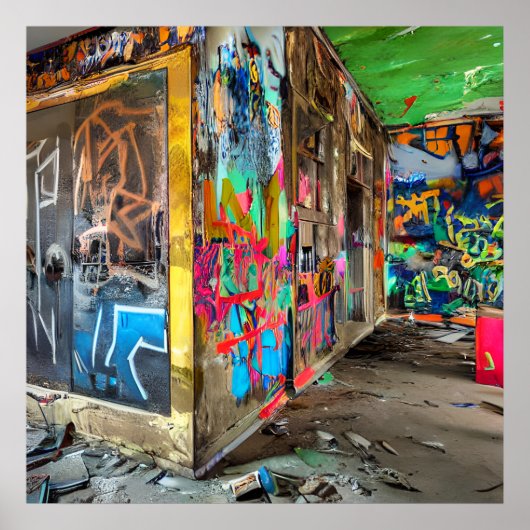 Street Art Abandoned Gebäude Personalisiert Poster (Vorne)