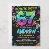 Street Art Graffiti 6 to 7 Birthday Einladung (Vorderseite)
