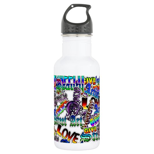 Street Art Graffiti Artist Begriffe Wasser Flasche Trinkflasche (Vorderseite)