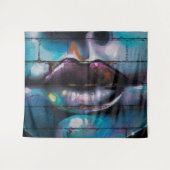Street Art Graffiti Lips Wandteppich (Vorderseite (Horizontal))