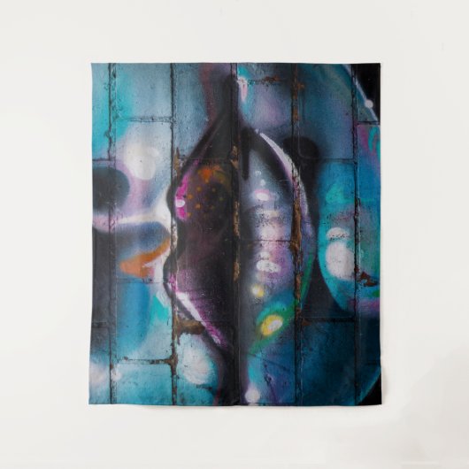 Street Art Graffiti Lips Wandteppich (Vorderseite)