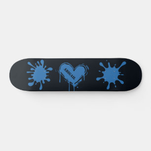Street Art Herz Name Azurblauer Spritzer Skateboard
