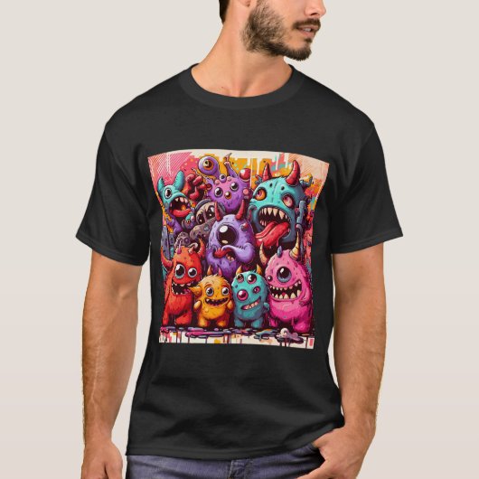 Street Art Niedlich Monsters T - Shirt (Vorderseite)