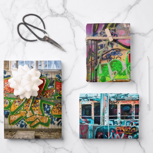 Street Art, Urban Graffiti Wrapping Paper Sheets Geschenkpapier Set (Vorderseite)