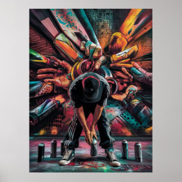 Street Artist mit Spray Cans Poster