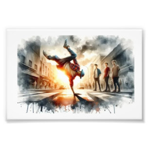 Street Breakdance bei Sonnenuntergang, Fotodruck