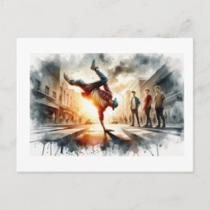 Street Breakdance bei Sonnenuntergang, Postkarte