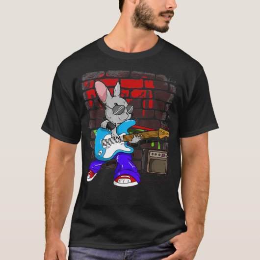 Street Busking Guitar Player Jump Jive Bunny T-Shirt (Vorderseite)