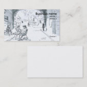 Street Café Zeichnend Visitenkarte (Vorne/Hinten)