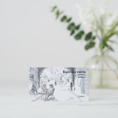 Street Café Zeichnend Visitenkarte (Stehend Vorderseite)