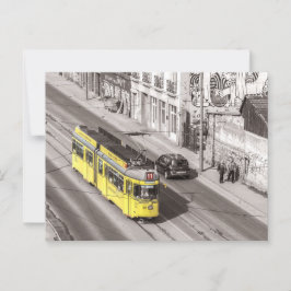 Street Car Belgrad Serbien Gelber Zug Postüberschr Postkarte