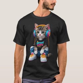 Street Cats – Hip Hop Kitten Grafik T-Shirt