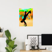 Street Dancing, Silhouette, Green/Orange/Yellows Poster (Heimbüro)