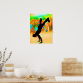 Street Dancing, Silhouette, Green/Orange/Yellows Poster (Küche)