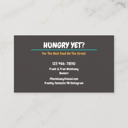 Street Food LKW Visitenkarte (Rückseite)
