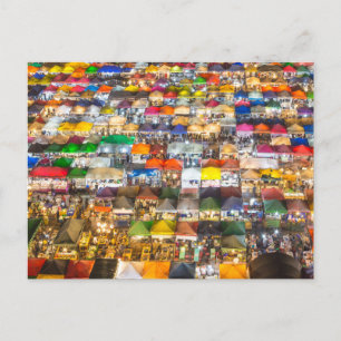 Street Food Market Rod Fai Bangkok Thailand Feiertagspostkarte