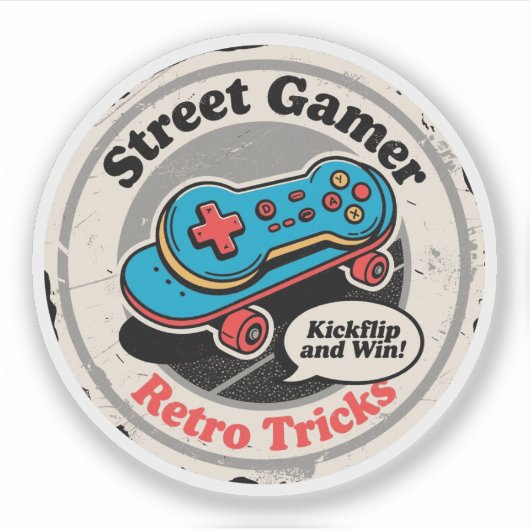 Street Gamer Retro Tricks Skate Controller Aufkleber (Vorderseite)