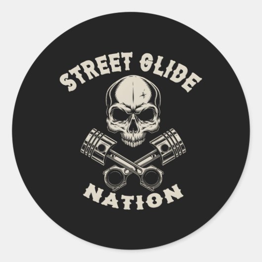Street Glide Nation Biker Motorrad-Motorrad Runder Aufkleber (Vorderseite)
