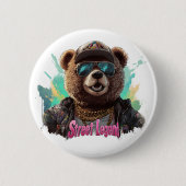 Street Legend Bear - Cooles Grafikdesign Button (Vorderseite)
