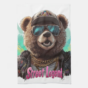 Street Legend Bear - Cooles Grafikdesign Geschirrtuch