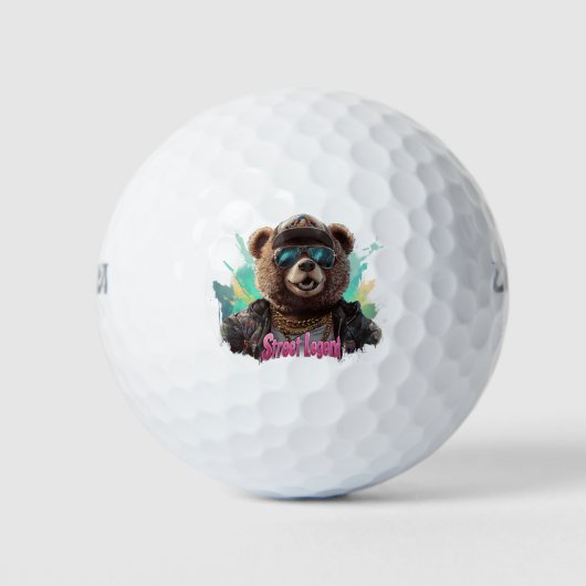 Street Legend Bear - Cooles Grafikdesign Golfball (Vorderseite)