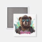 Street Legend Bear - Cooles Grafikdesign Magnet (Vorderseite/Rückseite)