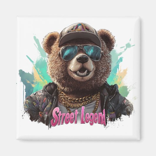 Street Legend Bear - Cooles Grafikdesign Magnet (Vorne)