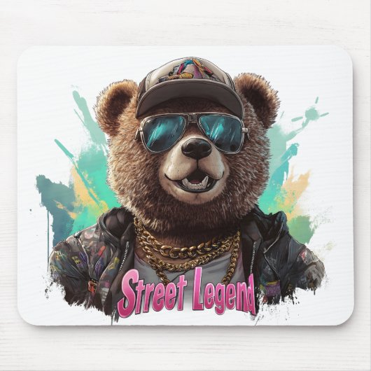 Street Legend Bear - Cooles Grafikdesign Mousepad (Vorne)