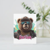 Street Legend Bear - Cooles Grafikdesign Postkarte (Stehend Vorderseite)