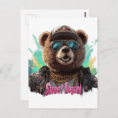 Street Legend Bear - Cooles Grafikdesign Postkarte (Vorne/Hinten)