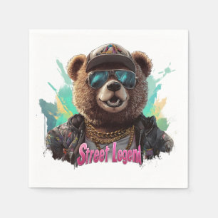 Street Legend Bear - Cooles Grafikdesign Serviette