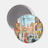 Street Life belebt nostalgische Tram City scape Oi Magnet (Vorderseite/Rückseite)