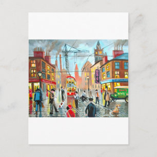 Street Life belebt nostalgische Tram City scape Oi Postkarte