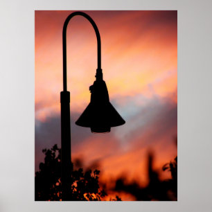 Street Light Silhouette Print Poster