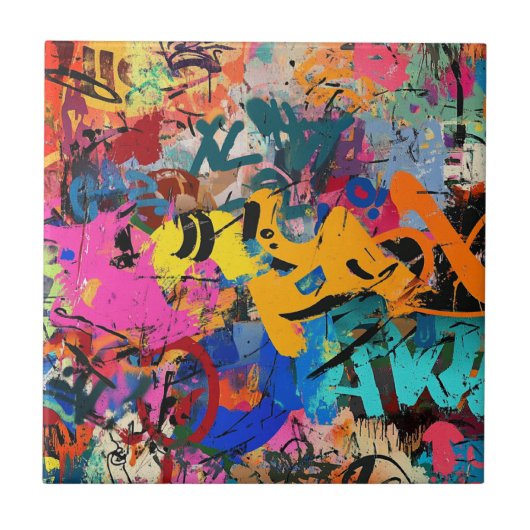 Street Mural with Layered Drips & Urban Color (6) Fliese (Vorderseite)