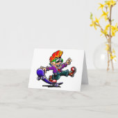 Street Punk auf einem Skateboard-Mitteilungskarten Karte (Gelbe Blume)