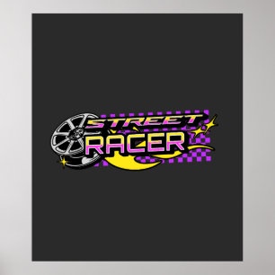 STREET RACERS BURNING WHEEL CLUB POSTER