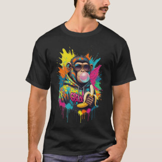 Street Rebel Monkey - Banana Madness Graffiti Art T-Shirt