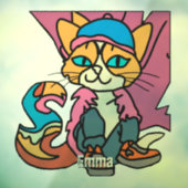 Street Retro Cat, Cap and Sneakers| Funny Fensteraufkleber (Blatt 3)