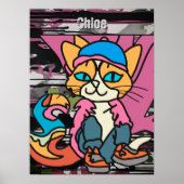 Street Retro Cat, Cap and Sneakers| Funny Poster (Vorne)