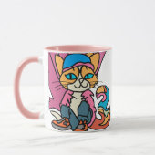 Street Retro Cat, Cap and Sneakers| Funny Tasse (Links)