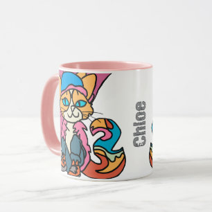 Street Retro Cat, Cap and Sneakers  Funny Tasse