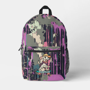 Street Retro Dog auf Skateboard Funny Bedruckter Rucksack
