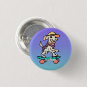 Street Retro Dog auf Skateboard | Funny Button (Vorne & Hinten)