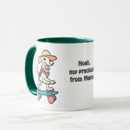 Street Retro Dog auf Skateboard | Funny Tasse