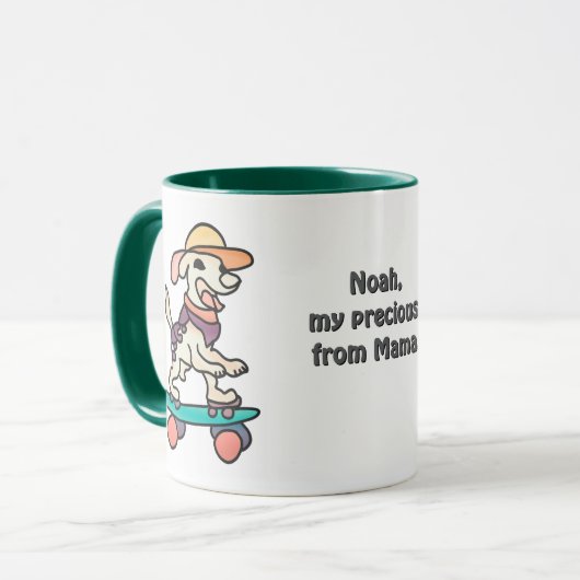 Street Retro Dog auf Skateboard | Funny Tasse (Vorderseite Links)