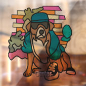 Street Retro Dog, Cap and Sneakers | Funny Fensteraufkleber (Blatt 2)